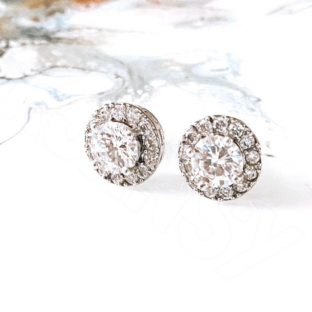 18k White Gold Filled CZ Earrings - Picture 4 of 6